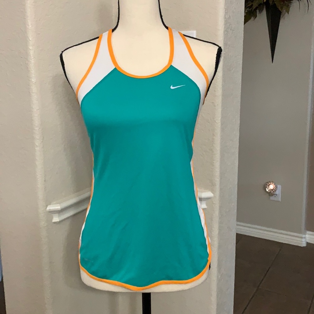 Nike DRI-Fit green/orange exercise running tank top Size S